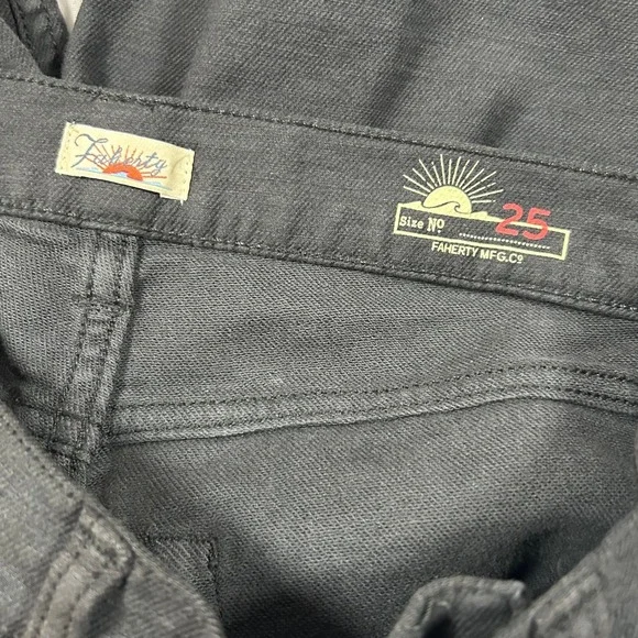 Faherty Pants Womens 25 Washed Black Slim Straight High Rise Stretch Cotton - Picture 3 of 7